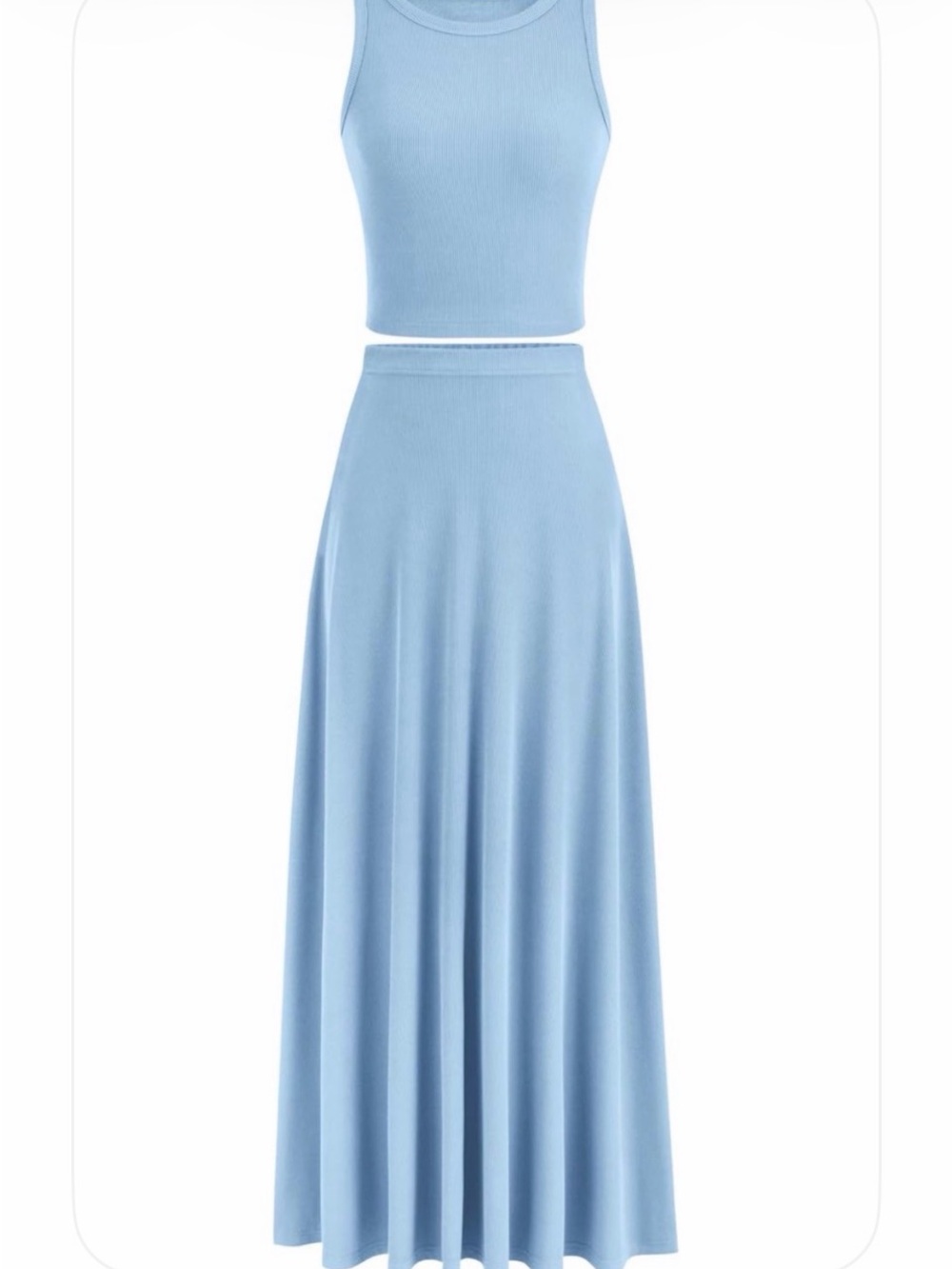 NWT Light Blue Ribbed Tank & Maxi Skirt Set